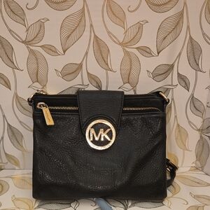 Michael Kors Black Crossbody Bag with Gold Accents